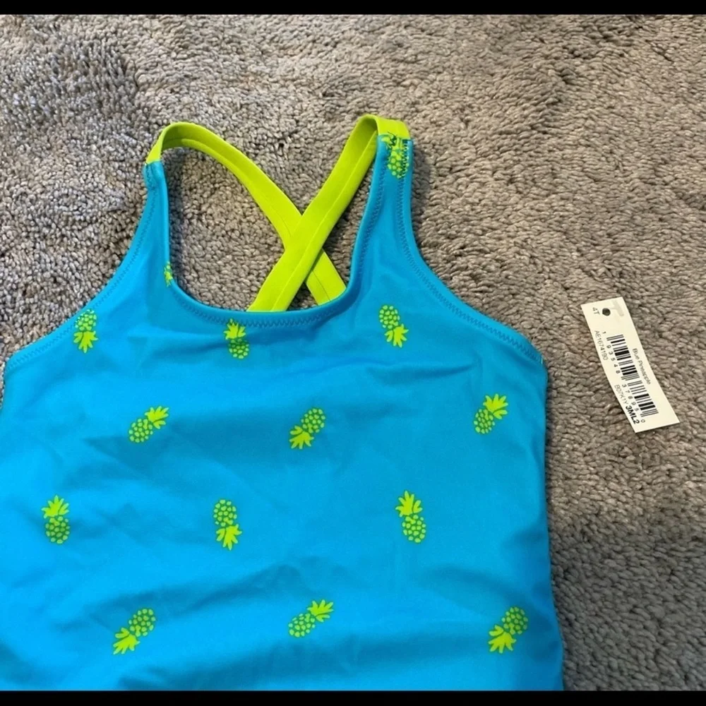 NWT Amazon Essentials Blue Pineapple Kids Bathing Suit 4T
